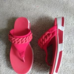 Fitflop sporty red & white toe post. Size 8. Perfect condition.